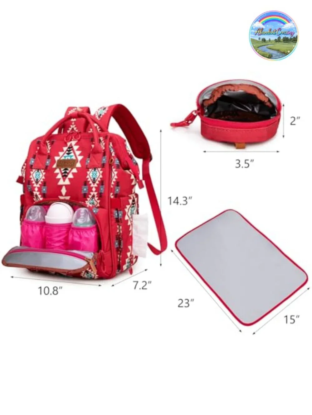 Wrangler Aztec Diaper Bag Backpack Travel Canvas Multi-Function Baby Bags